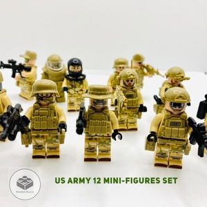 US ARMY Soldiers 12 Minifigures. Custom printed
